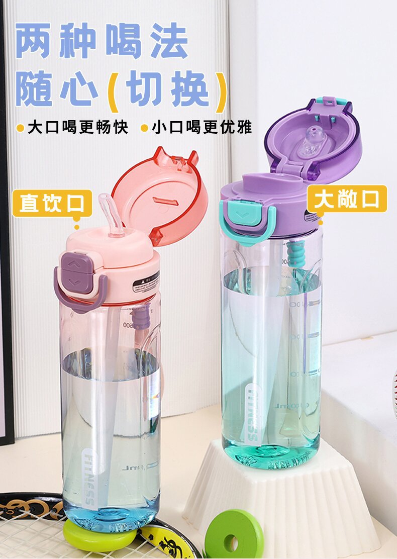X152-6161水杯女生大容量新款运动水瓶便携高颜值渐变色双饮杯子详情图7