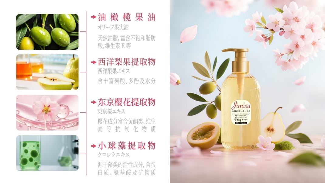 原装进口植密社樱花叶精华沐浴露500ml  保湿提亮 舒缓肌肤香氛沐浴露 详情图7