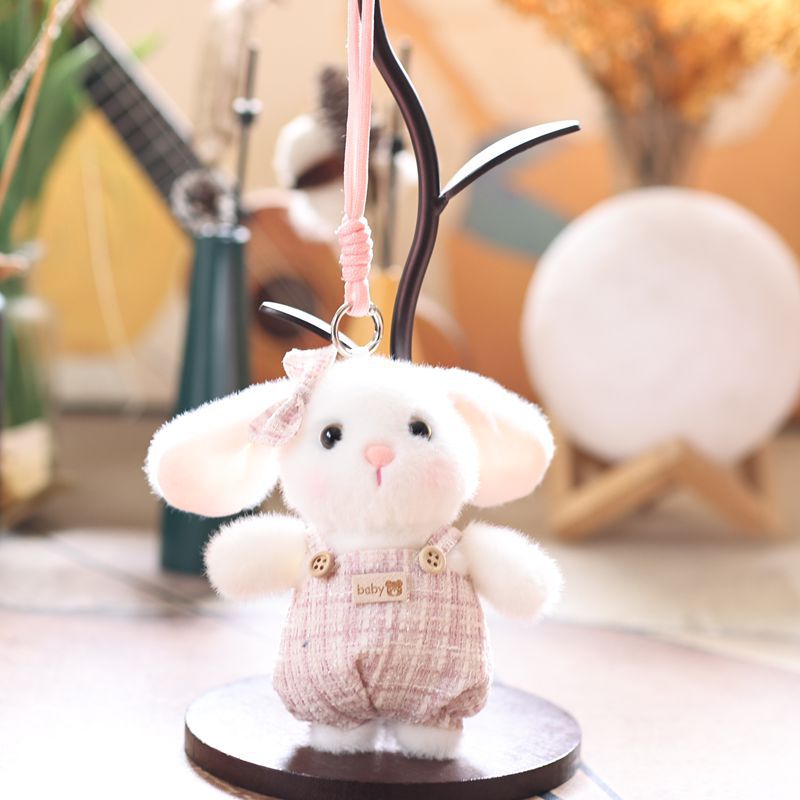 Xiangfeng Backpack Rabbit Creative 4-inch plush pendant, claw machine doll, key pendant, car schoolbag pendant, gift, cartoon transformation keychain, dress-up doll pendant, plush toy, cute wholesale Application Scenario