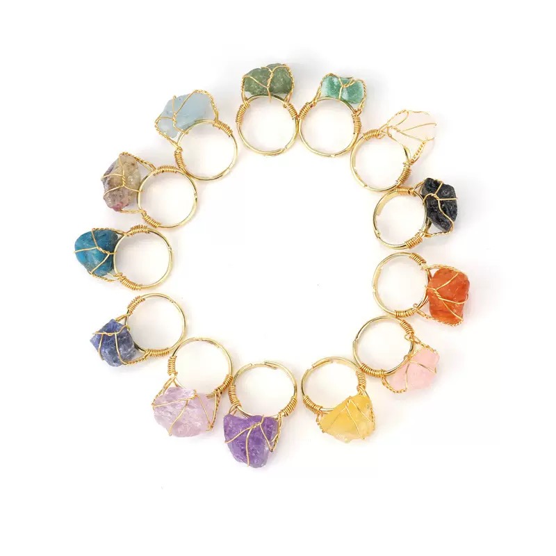 【 Yajinpei Jewelry 】 Cross-border Foreign Trade Random Fashion Natural Stone Adjustable Ring (Color randomly sent) Item Picture