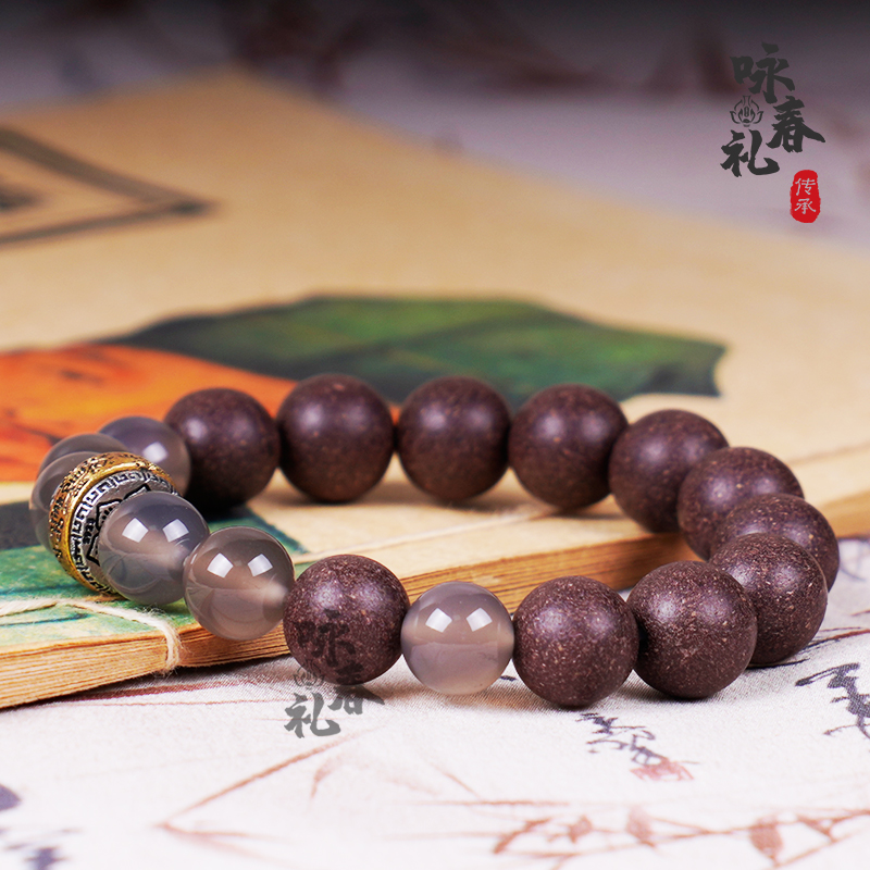 墨红玫瑰12mm香珠手串3