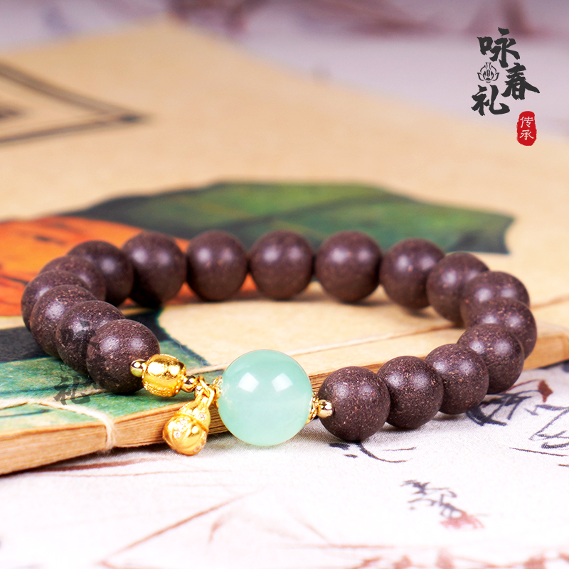 墨红玫瑰10mm香珠手串2