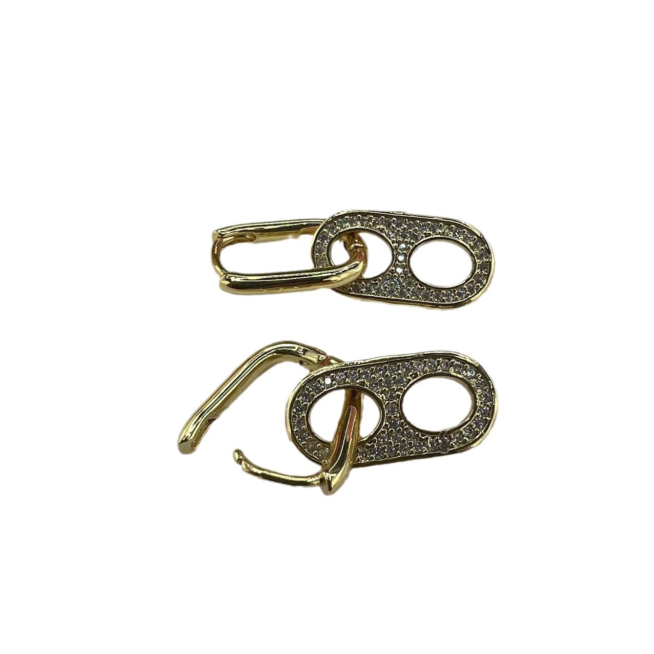 New trendy and creative round zircon ear buckles, simple silver needle ear studs, women's pure copper gold-plated all-purpose teardrop earrings Item Picture