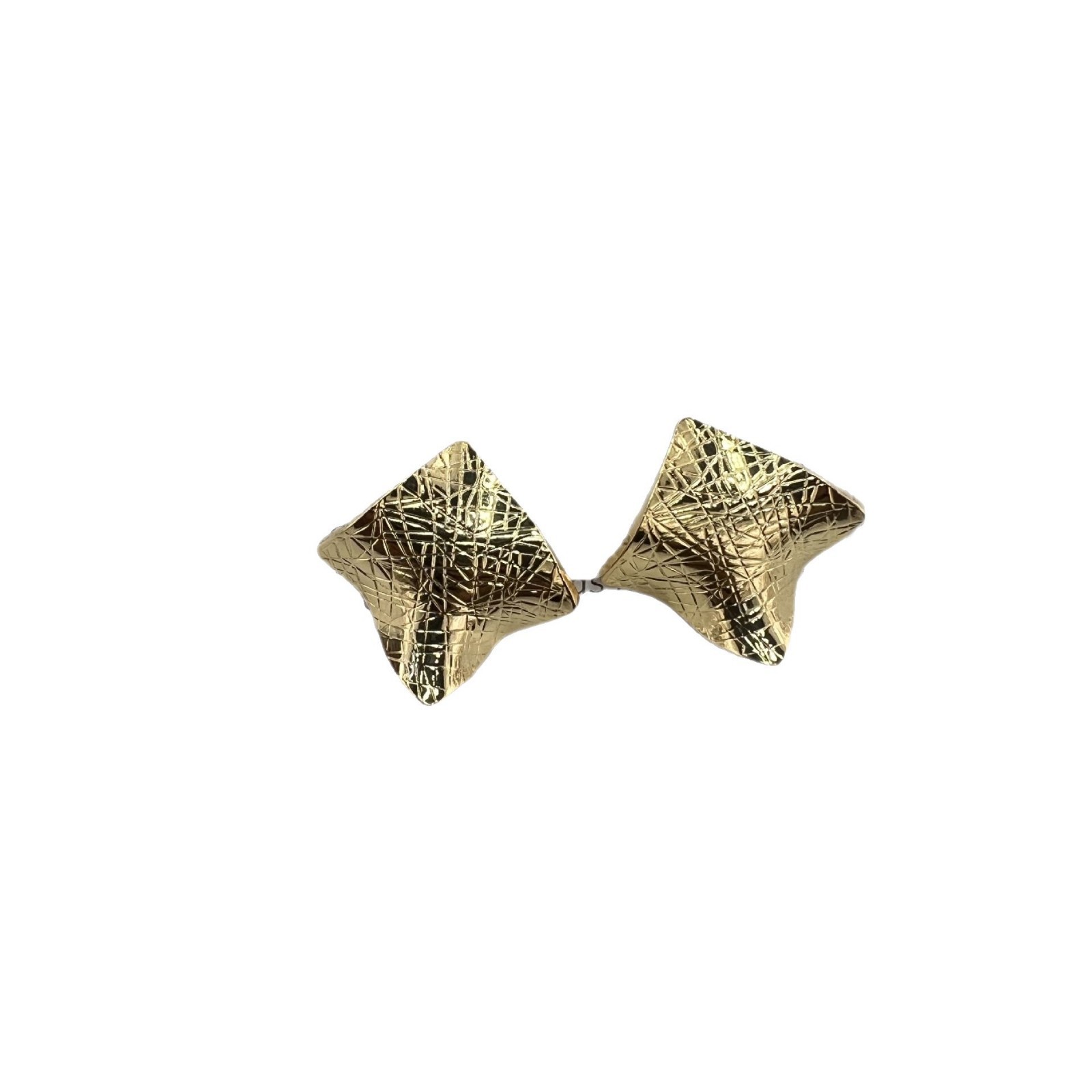Copper-plated real gold, European and American geometric square irregular diamond pattern earrings, new high-end women's stud earrings, silver needles Item Picture