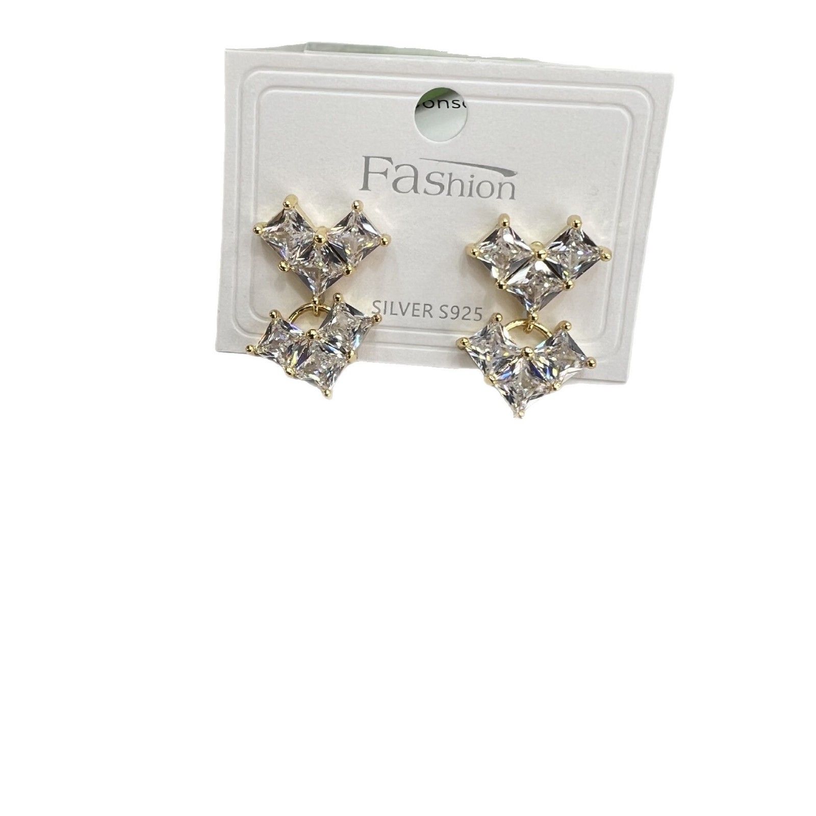 The new spring collection of s925 silver needle square zircon heart-shaped stud earrings for women exudes a light luxury and high-end look, with a cold style of earrings Item Picture