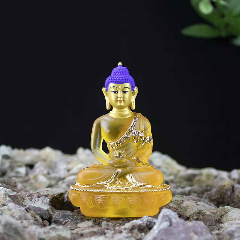 金色佛像树脂摆件家居装饰工艺品阿弥陀佛佛像水琉璃树脂贴金工艺