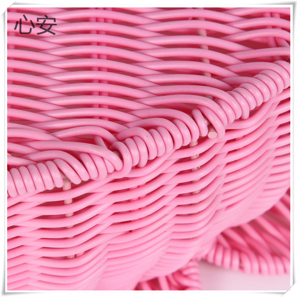 Pink woven basket storage basket, anti-rattan woven storage basket, plastic basket, PP material woven belt dirty clothes basket Item Picture
