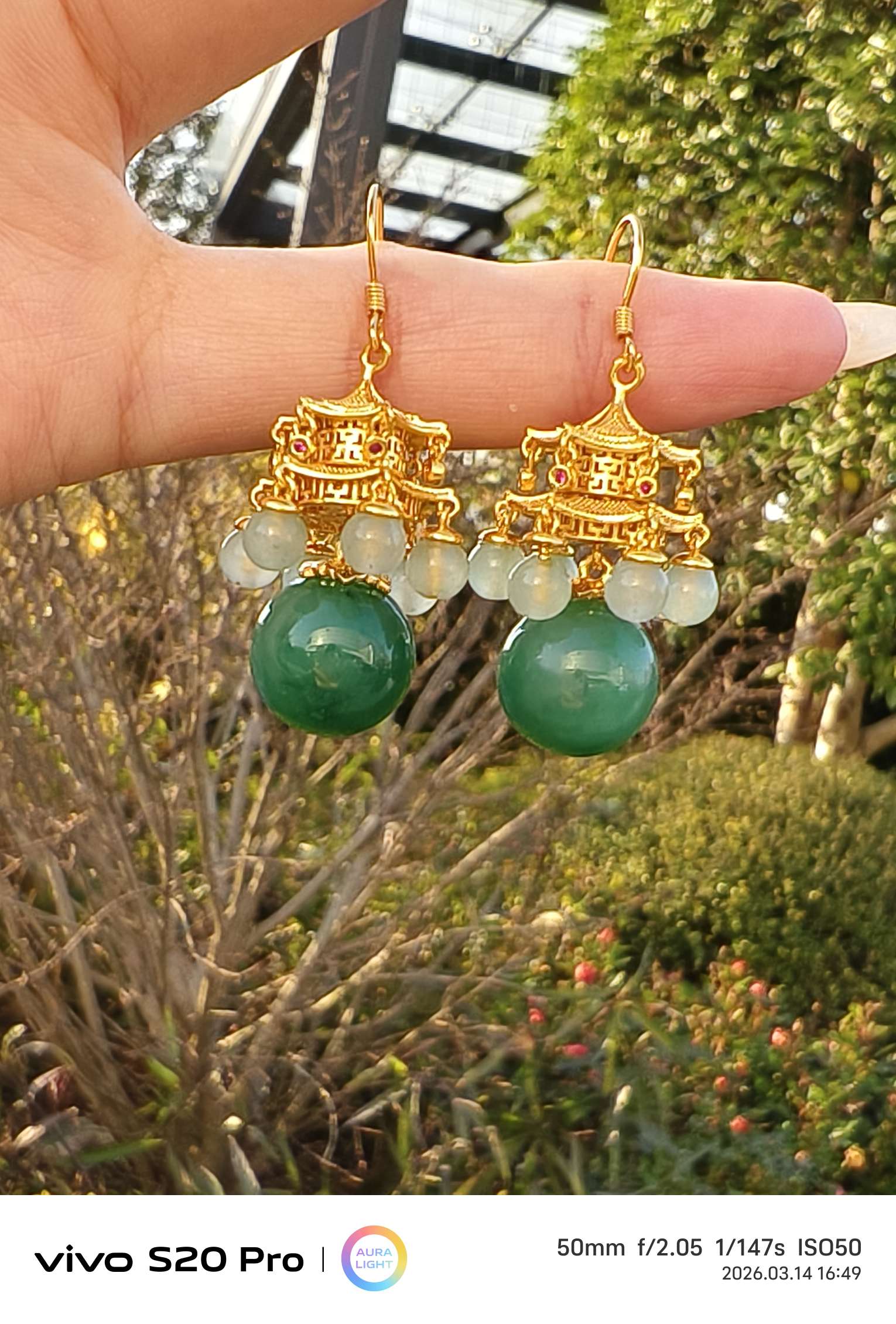 African jade earrings, long and elegant women's accessories, stud earrings, long and elegant women's exotic charm detail image 3