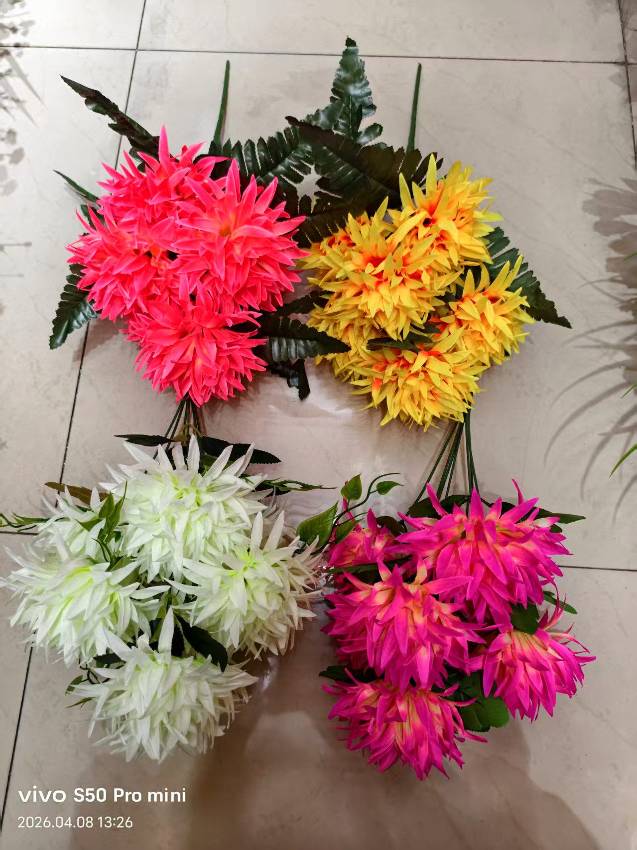 仿真花装饰花塑料花假花家饰塑料花装居家摆件7头大尖菊DIY花艺把花绢花塑料花