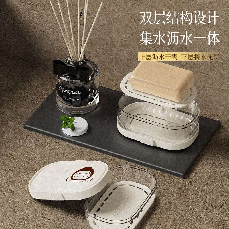 T54-Y-9120 Double-layer soap box with draining lid, no perforating soap box, dust-proof soap box with draining lid detail image 8