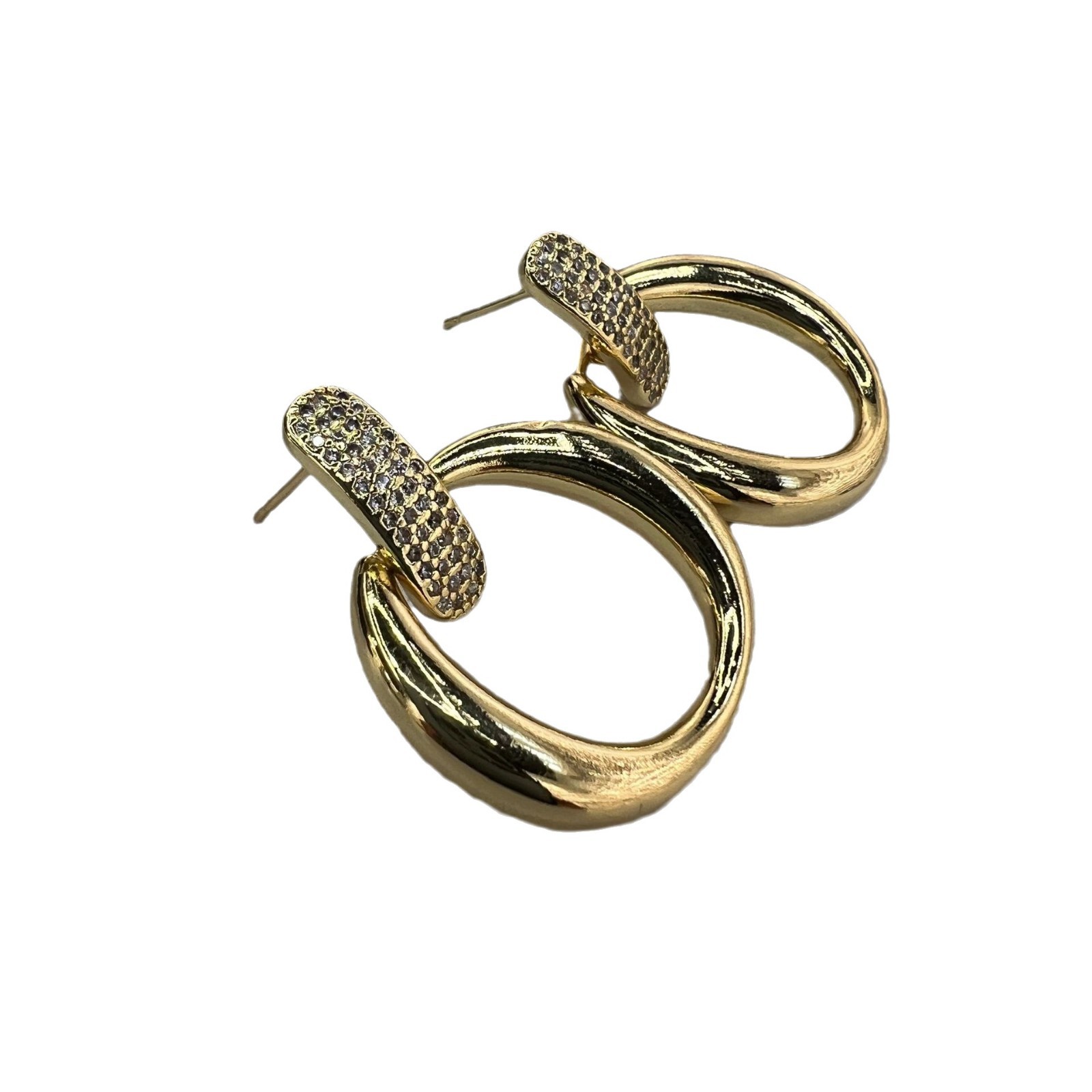 Chao S925 Silver Needle Korean version Elegant pure Copper gold-plated zircon micro-inlaid stud earrings Fashionable lady Full diamond small earrings accessory Item Picture
