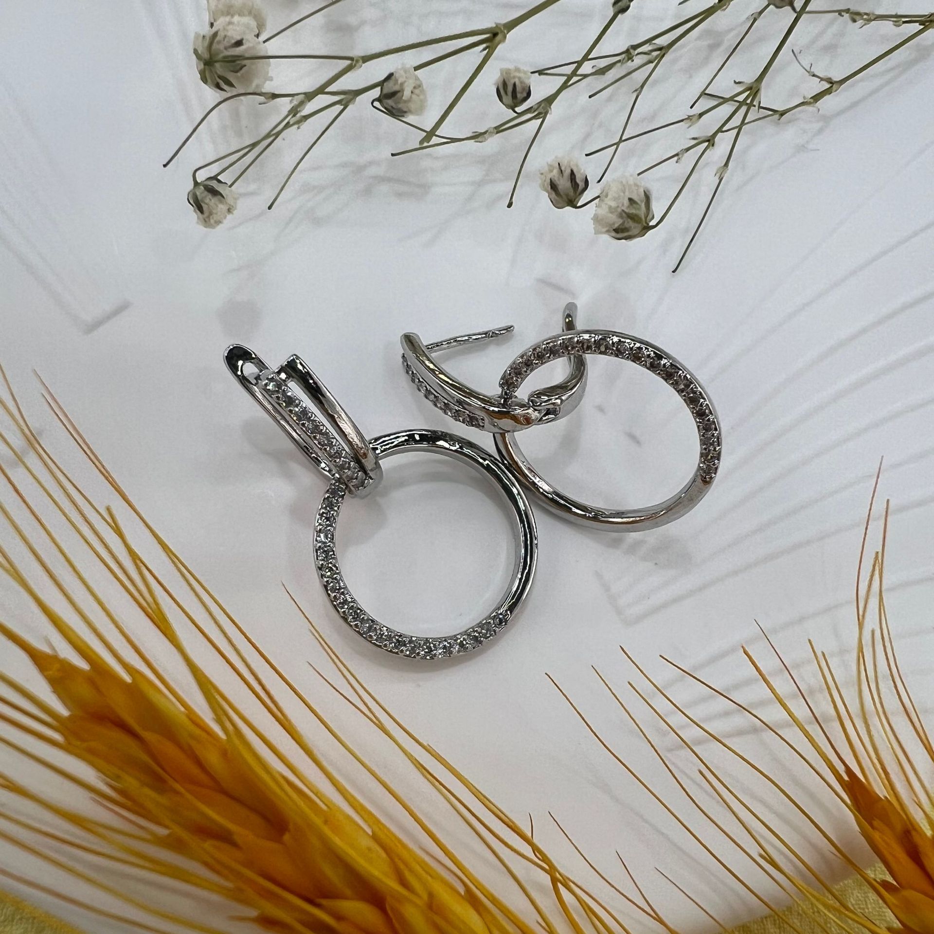 New women's silver needle fashion stud earrings, Korean simple zircon earrings, personalized and elegant, versatile earrings wholesale details Picture