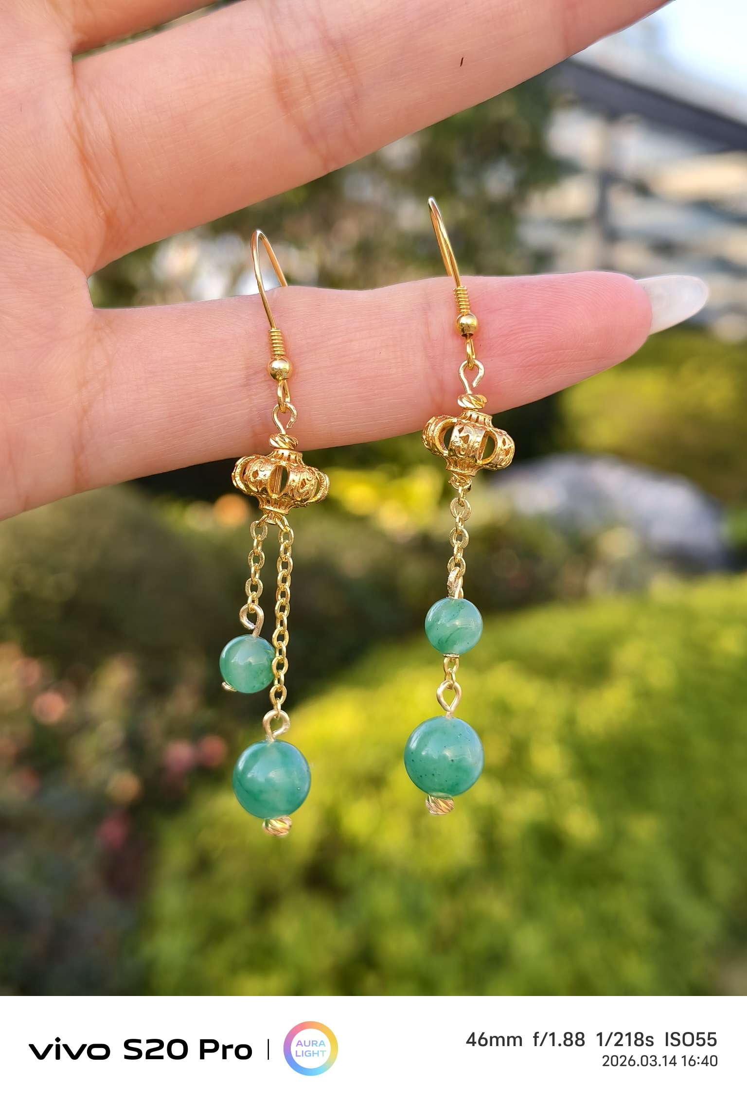 African jade earrings, long and elegant women's accessories, stud earrings, long and elegant women's exotic charm detail image 7