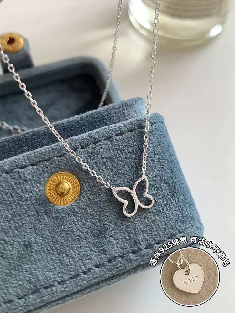 S925 sterling silver Openwork butterfly necklace detail image 4