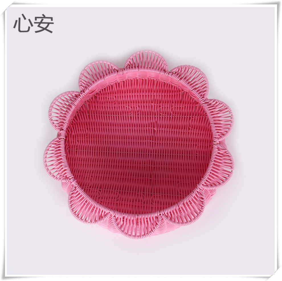 Pink woven basket storage basket, anti-rattan woven storage basket, plastic basket, PP material woven belt dirty clothes basket details Picture