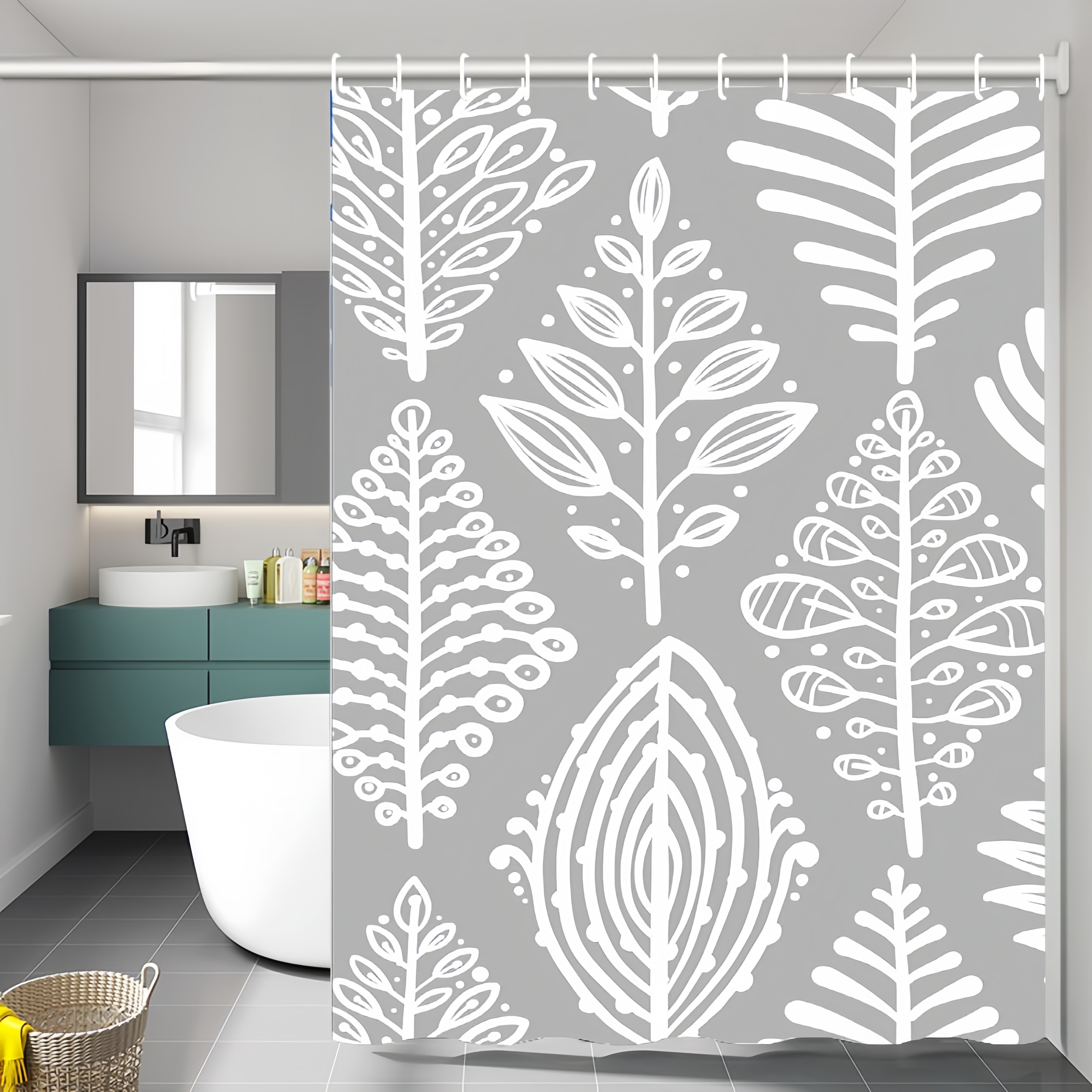 浴帘/浴帘隔断帘/免打孔后门帘/洗手间防水布/折叠浴室隔断帘白底实物图