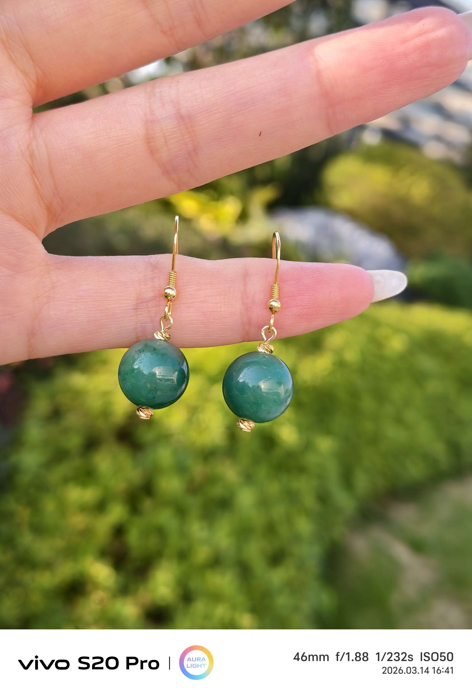 African jade earrings, long and elegant women's accessories, stud earrings, long and elegant women's exotic charm detail image 10