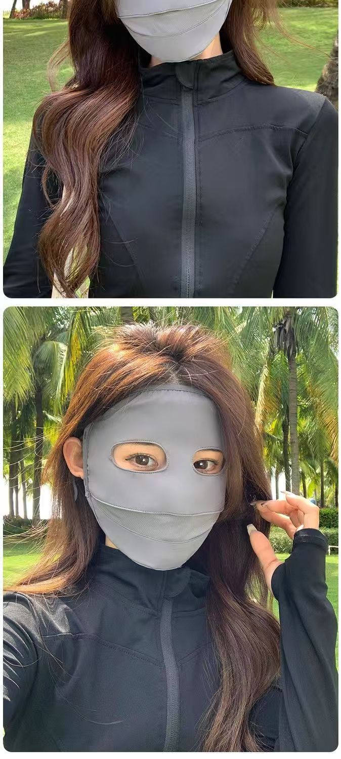 防晒面罩全脸女夏季骑车防紫外线脸罩脸基尼透气遮阳面巾冰丝防晒口罩详情8