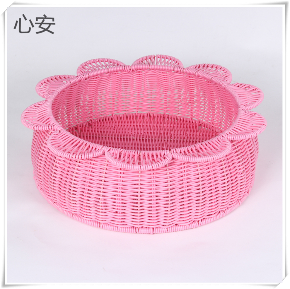 Pink woven basket storage basket, anti-rattan woven storage basket, plastic basket, PP material woven belt dirty clothes basket full figure