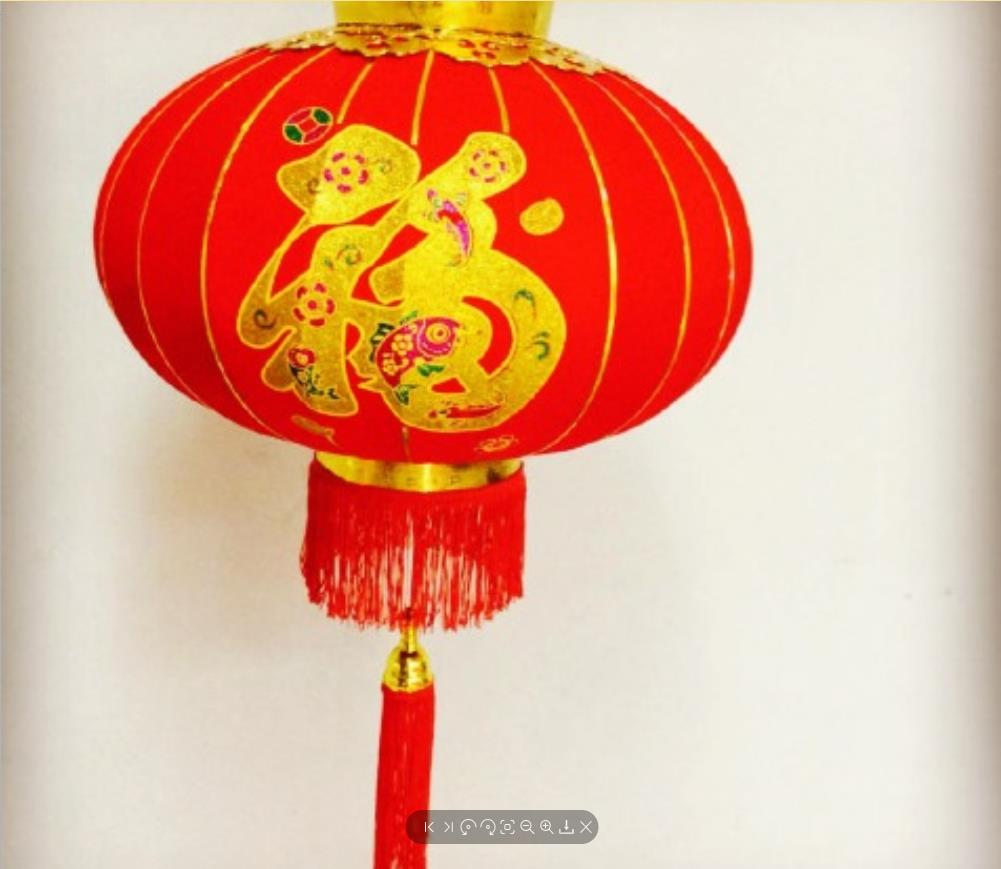 国潮红色灯笼植绒布龙凤七彩跑马电灯笼12寸