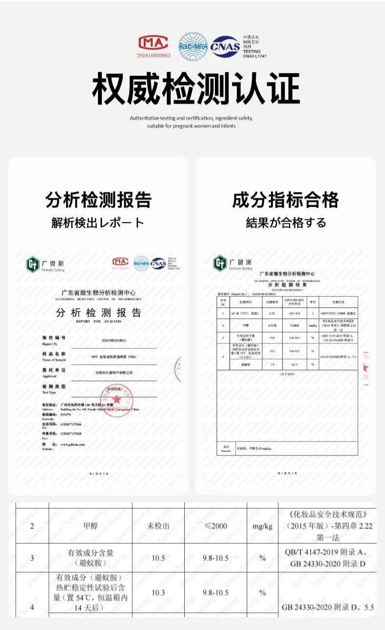 原装进口VAPE福马驱蚊喷雾200ml（柑橘味） 有效驱蚊4小时 全年龄段可用 便携出行户外止痒保湿润肤详情图10