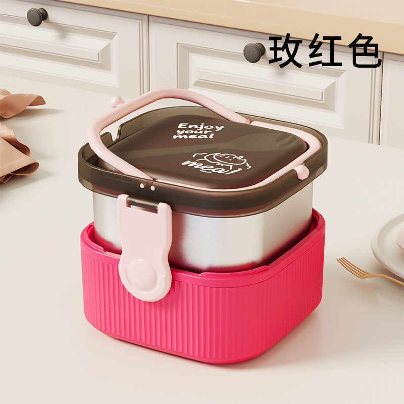 Double-layer hand-held stainless steel lunch box, sealed and leak-proof, portable compartments for students and office workers Application Scenario