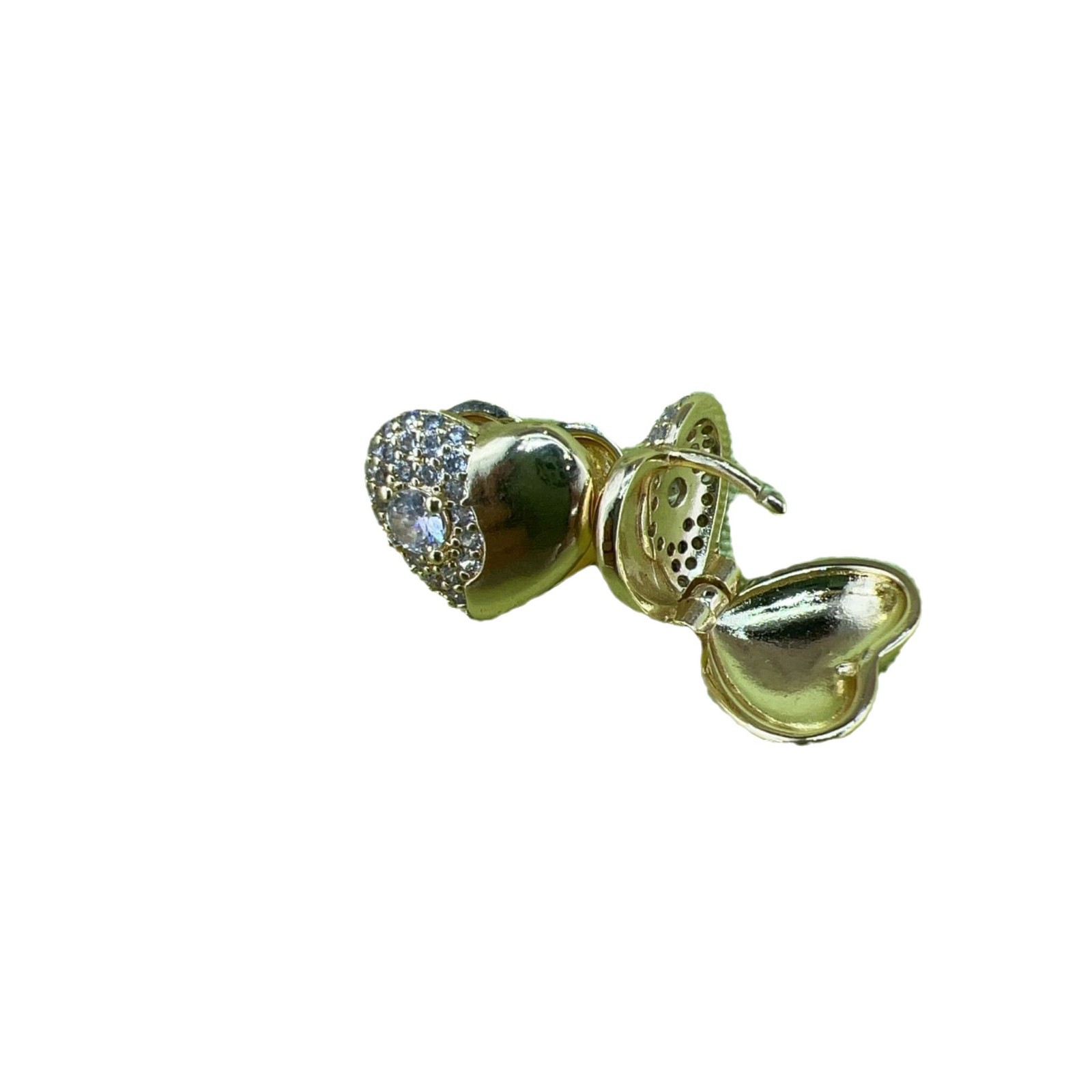 Simple gold-plated and diamond-encrusted heart-shaped earrings, versatile silver needle stud earrings, a unique and stylish accessory for Korean female Internet celebrities Item Picture