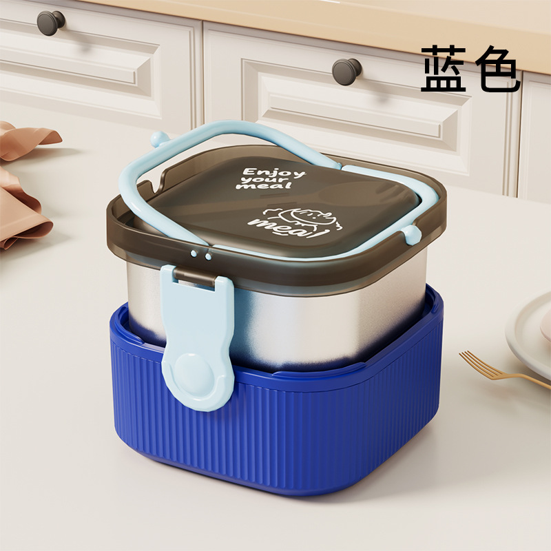 Double-layer hand-held stainless steel lunch box, sealed and leak-proof, portable compartments for students and office workers Specification drawing