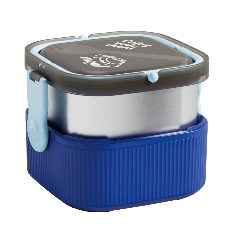 Double-layer hand-held stainless steel lunch box, sealed and leak-proof, portable compartments for students and office workers full figure