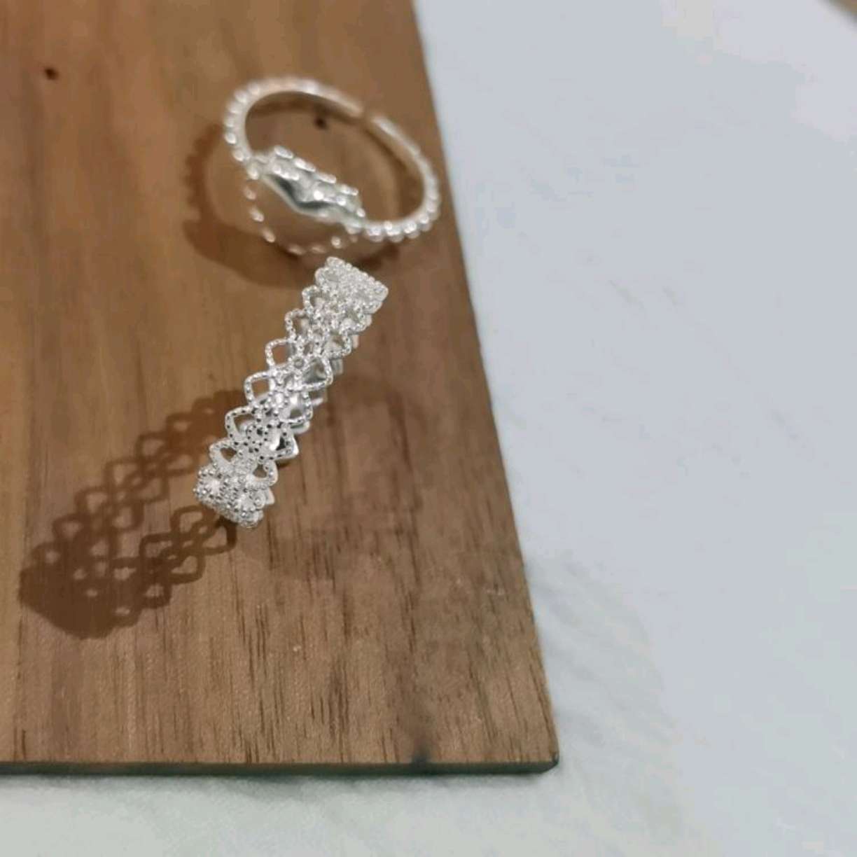 S925 Lace-trimmed open ring for women, a light luxury, niche and high-end index finger ring, versatile and elegant ring Application Scenario