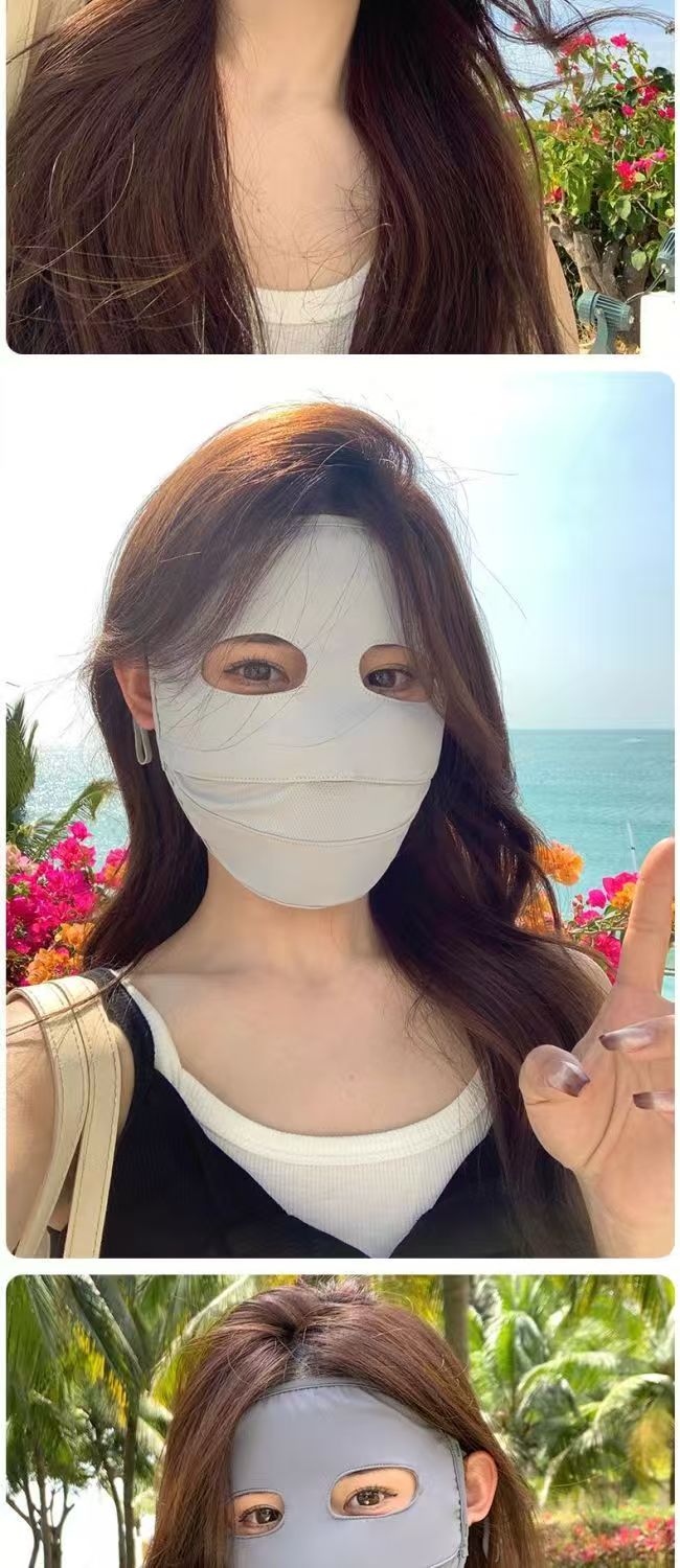 防晒面罩全脸女夏季骑车防紫外线脸罩脸基尼透气遮阳面巾冰丝防晒口罩详情7