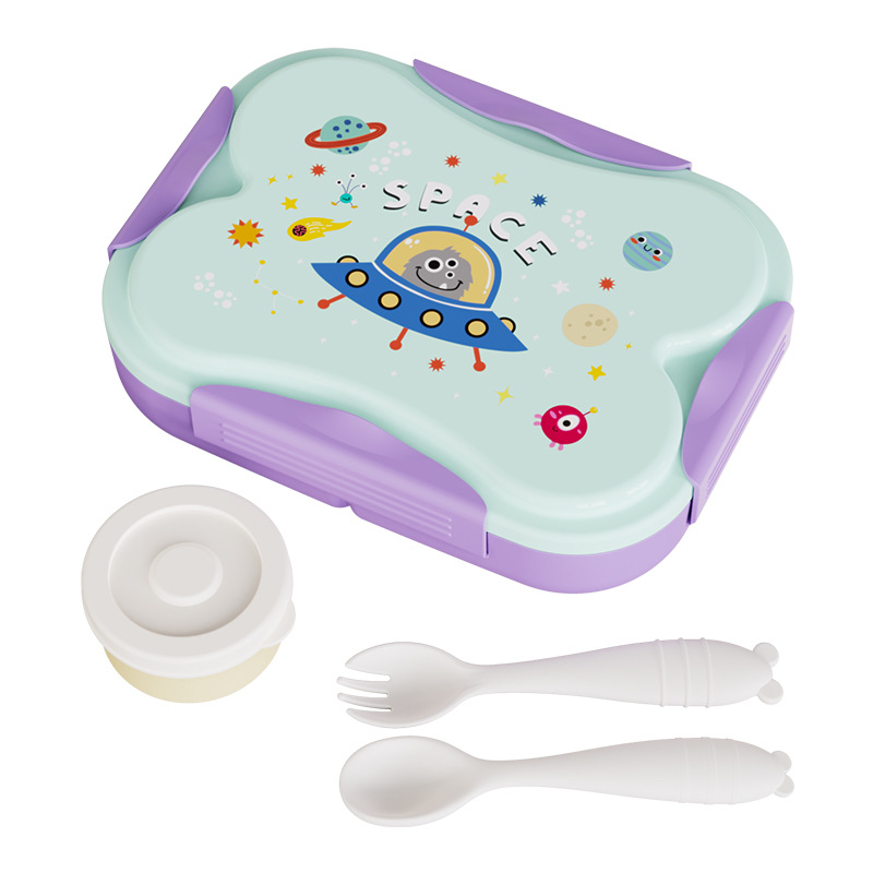 Food-grade PP cartoon children's lunch box, detachable and easy to clean, with tableware and soup bowls, portable compartments for primary school students full figure
