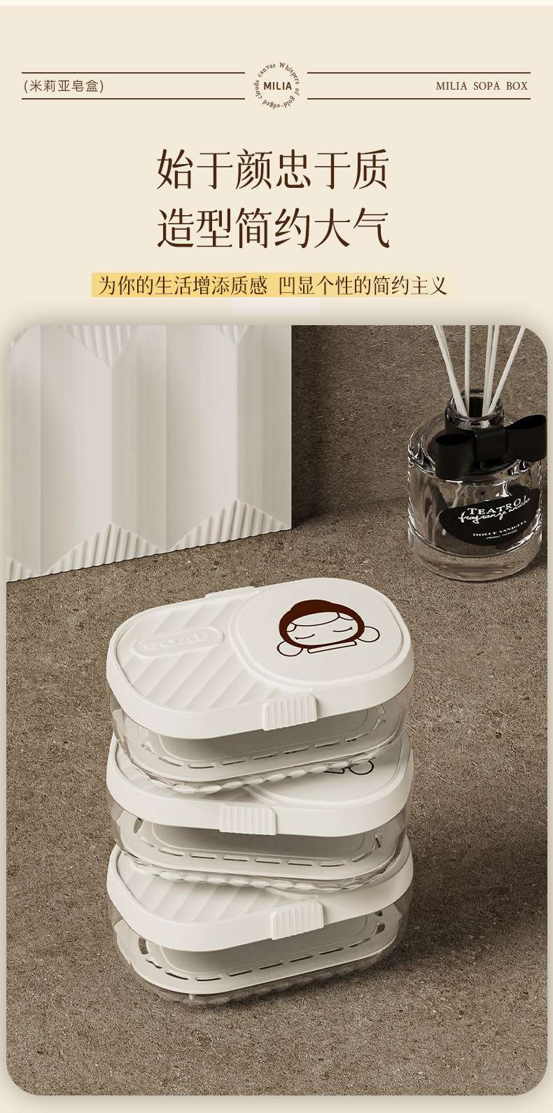 T54-Y-9120 Double-layer soap box with draining lid, no perforating soap box, dust-proof soap box with draining lid detail image 4
