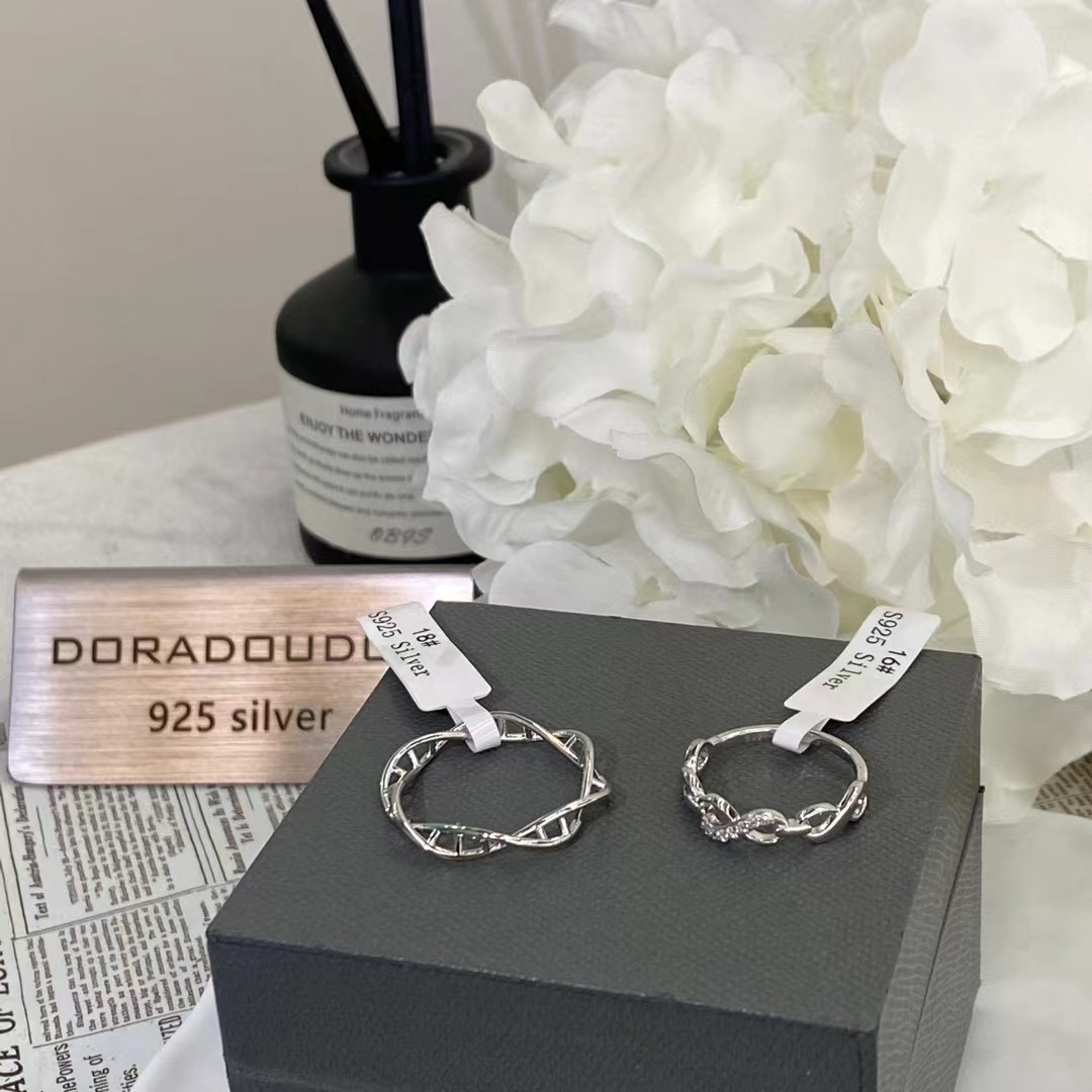 Stack 925S silver chain rings