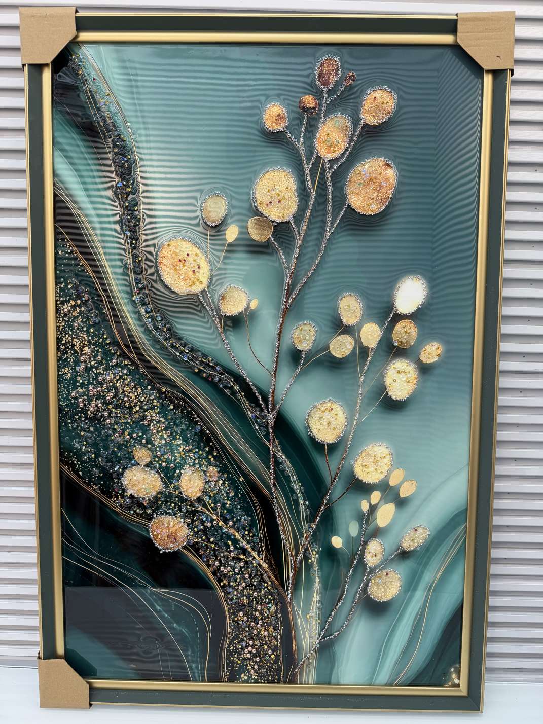 植物图片，带金属画框 相框 实木相框
