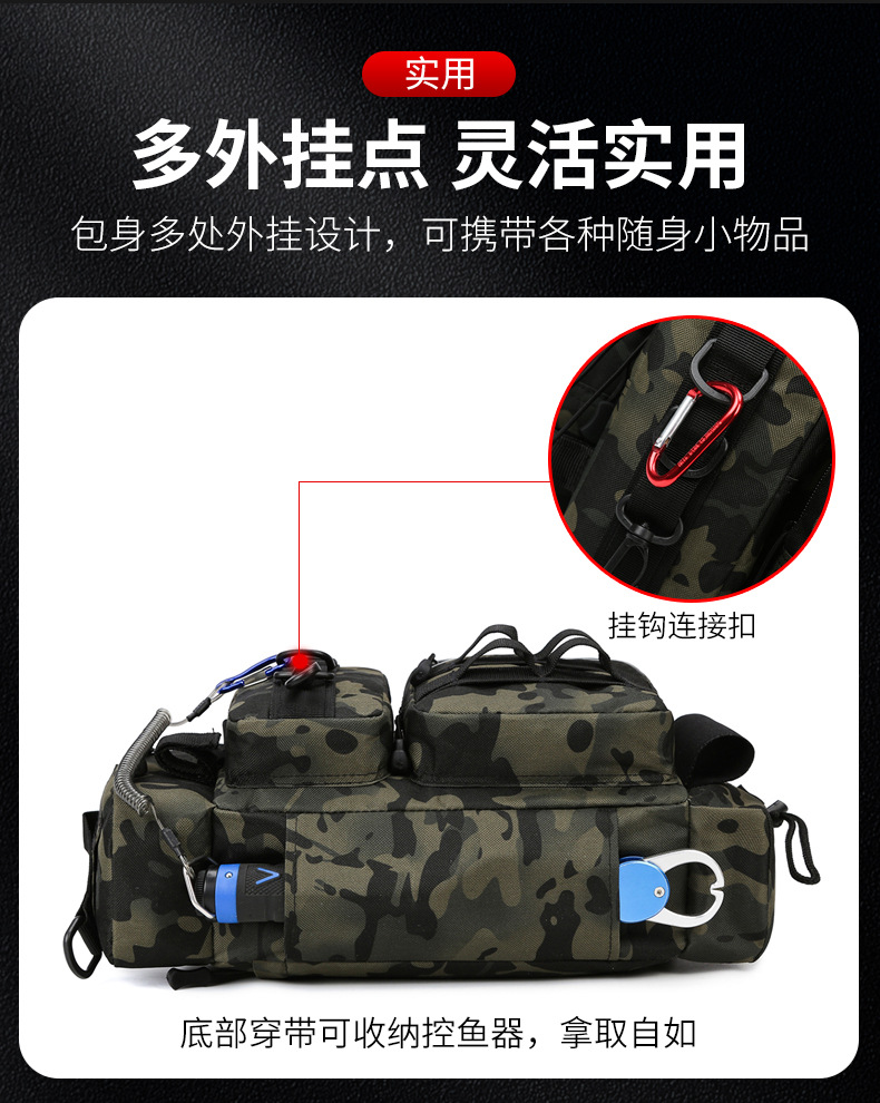 Lure bag: Outdoor lure bag, multi-functional waist bag, chest bag, fishing rod bag, large-capacity fishing backpack, tactical bag, crossbody bag detail image 20