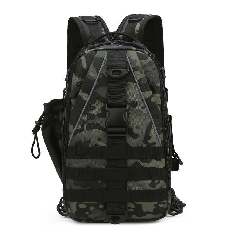 Lure bag: Outdoor dual-purpose fishing bag, lure bag, single-shoulder crossbody tactical camouflage backpack, fishing rod bag, multi-functional backpack