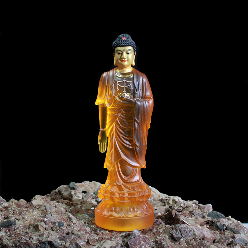 阿弥陀佛佛像水琉璃树脂摆件寺庙居家供奉站立站像树脂佛像神像