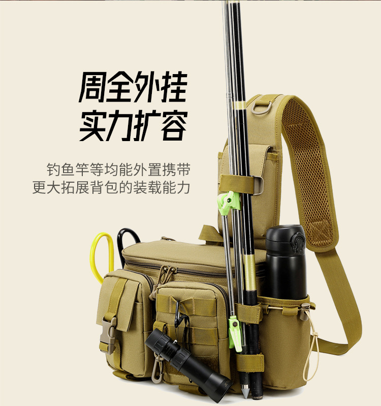 Lure bag: Multi-functional lure fishing bag, large-capacity outdoor sports tactical bag, men's fishing gear bag, crossbody bag detail image 9