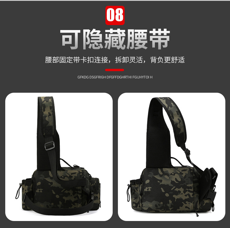 Lure bag: Outdoor lure bag, multi-functional waist bag, chest bag, fishing rod bag, large-capacity fishing backpack, tactical bag, crossbody bag detail image 11