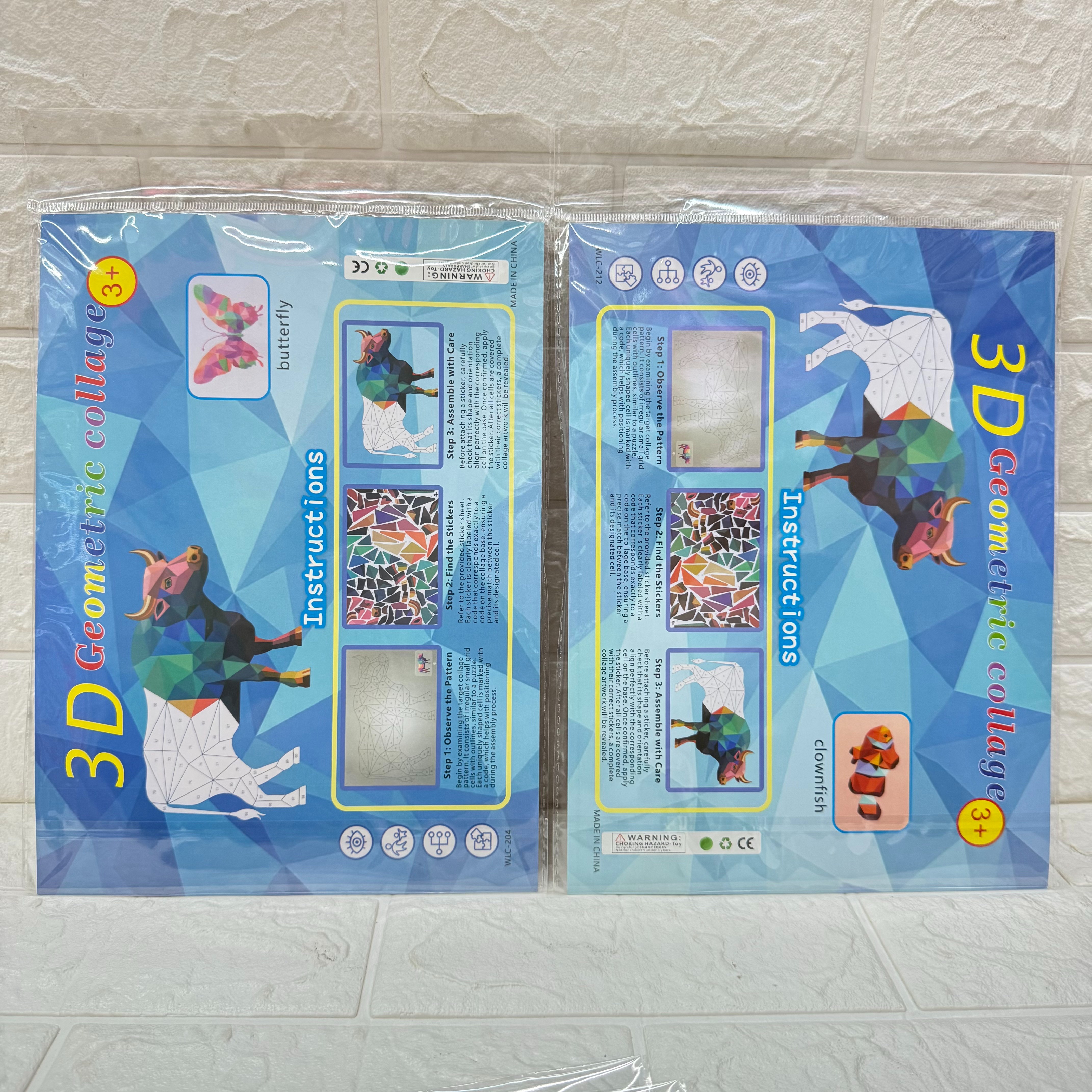 Cartoon 3D collage stickers, geometric three-dimensional collage, animal diy decorative collage, handmade diy collage details Picture