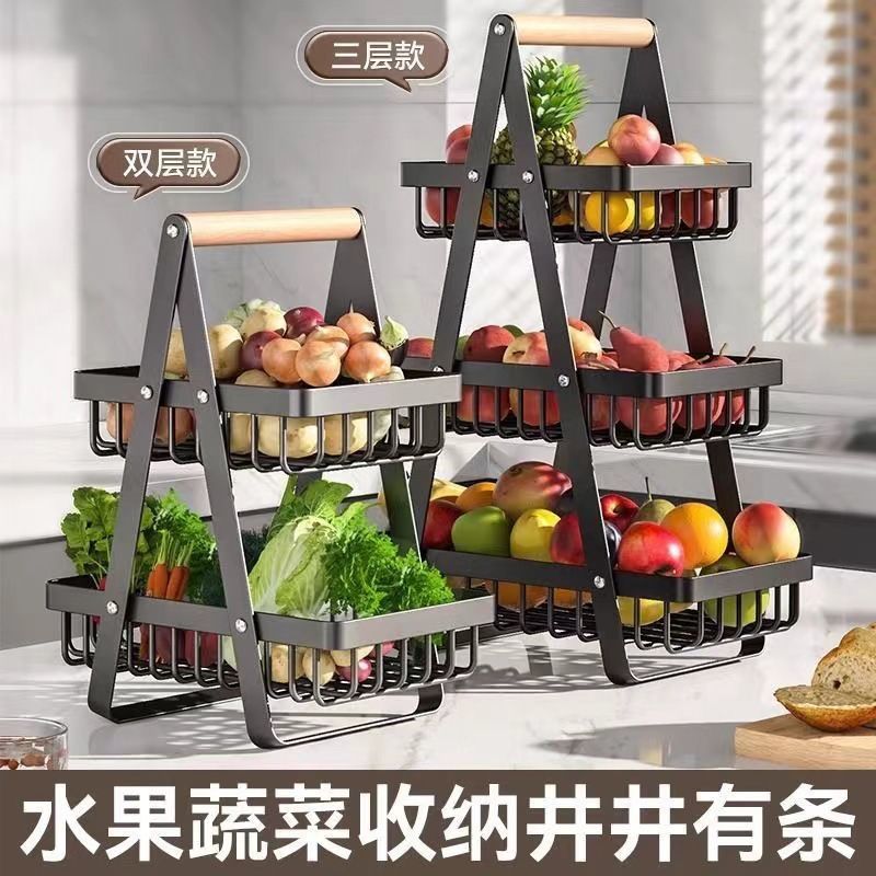 多功能收纳置物架落地多层家用客厅零食架碳钢厨房整理架蔬菜架子细节图