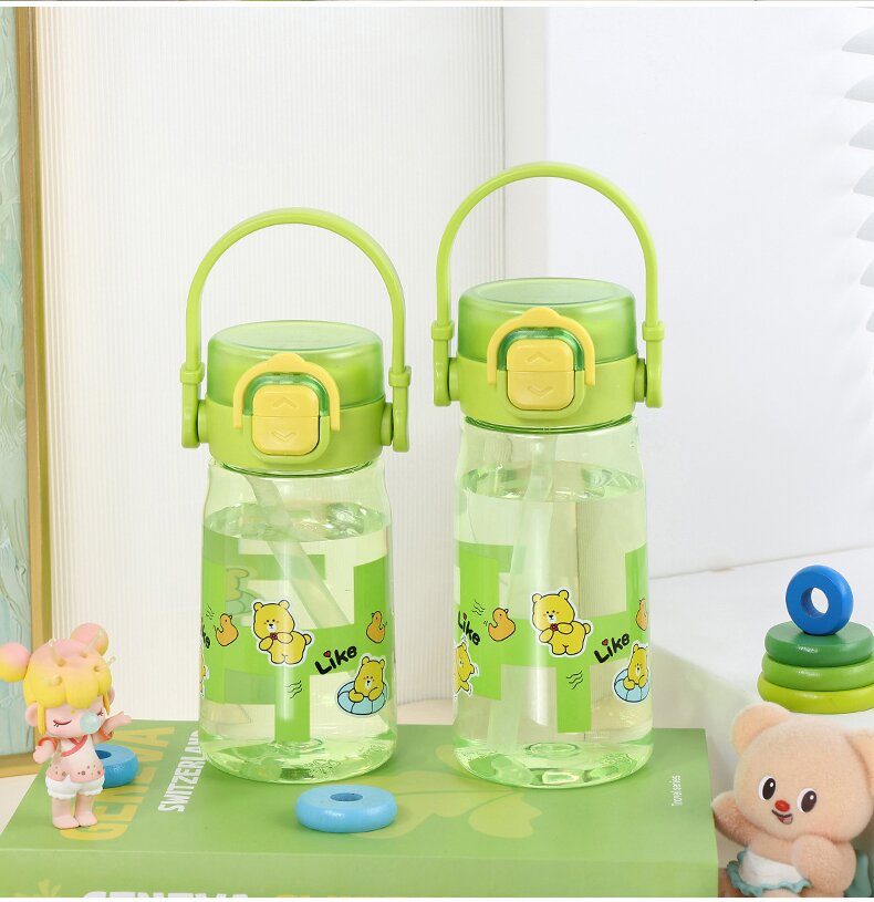 X152-2053 New cartoon children's straw cup, high appearance level, summer portable double-drinking space cup detail image 7