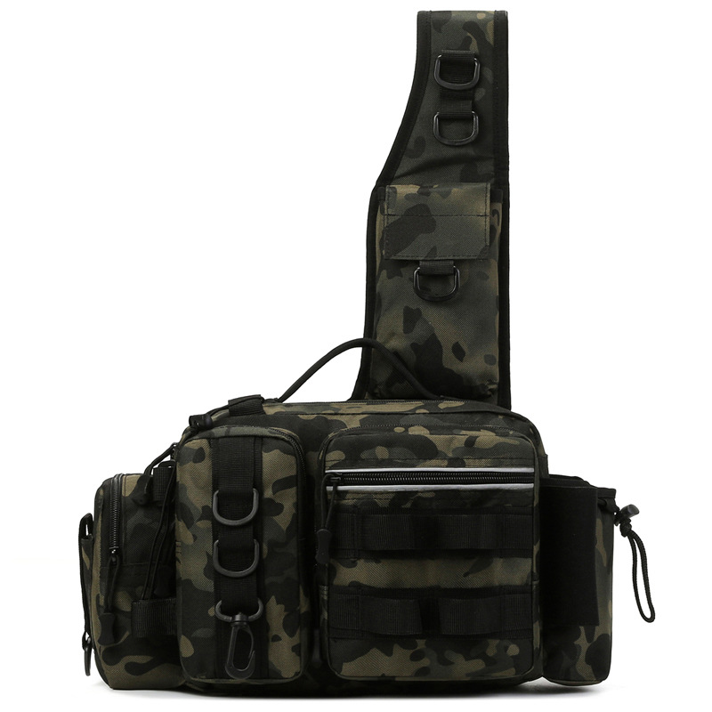 Lure bag: Outdoor lure bag, multi-functional waist bag, chest bag, fishing rod bag, large-capacity fishing backpack, tactical bag, crossbody bag details Picture