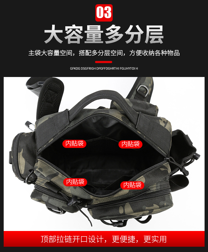 Lure bag: Outdoor lure bag, multi-functional waist bag, chest bag, fishing rod bag, large-capacity fishing backpack, tactical bag, crossbody bag detail image 6