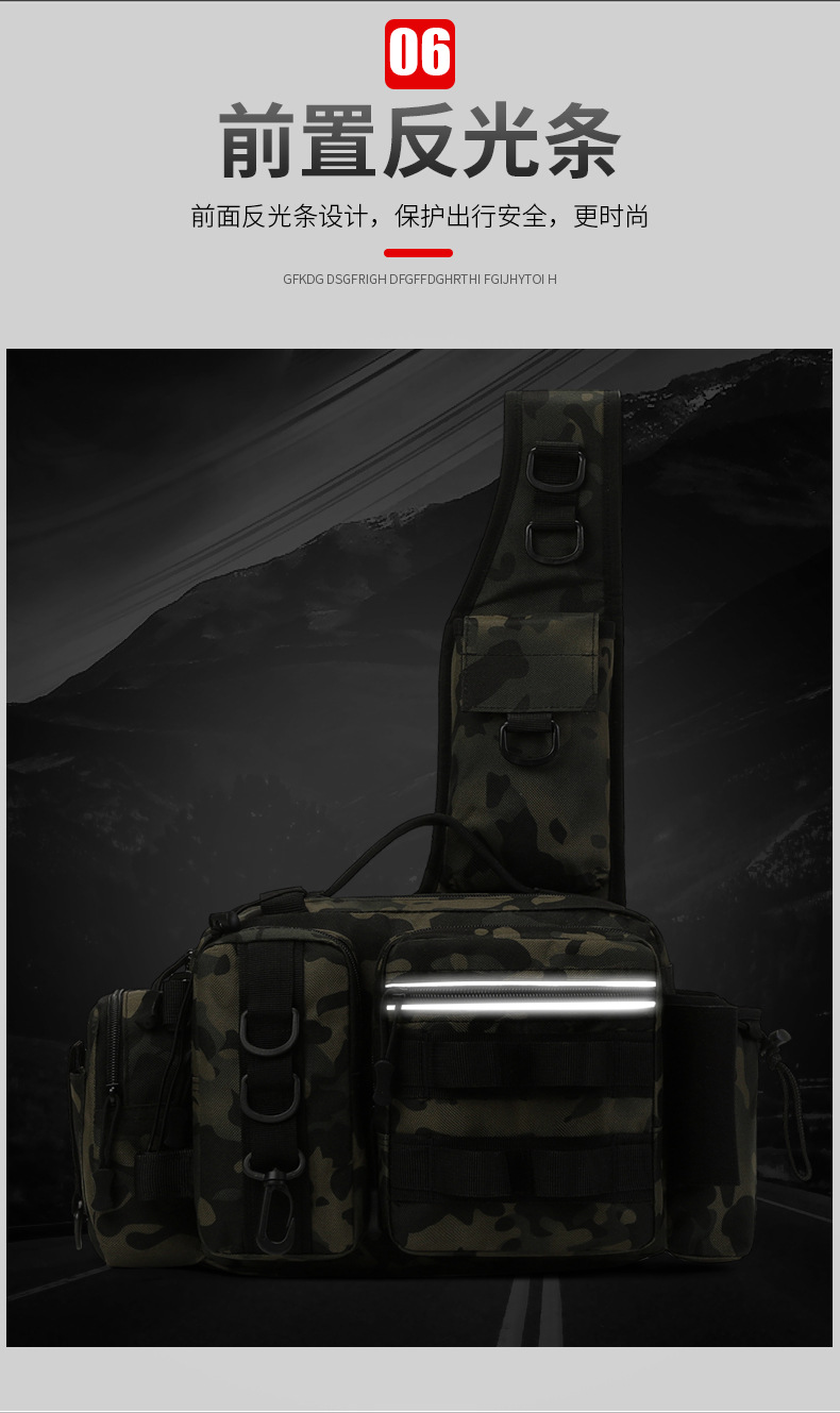 Lure bag: Outdoor lure bag, multi-functional waist bag, chest bag, fishing rod bag, large-capacity fishing backpack, tactical bag, crossbody bag detail image 9