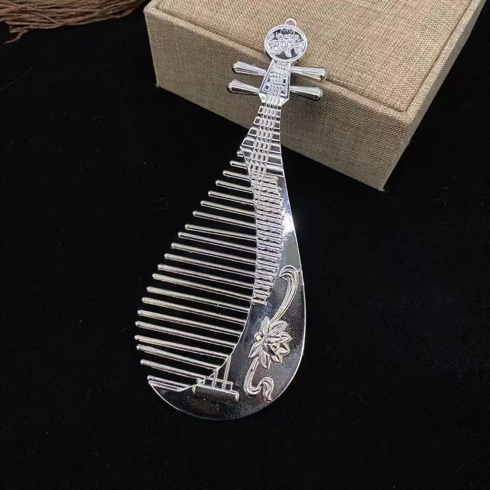 Gold metal pipa shaped comb incense burner, delta cross soft furnishings, Nordic style