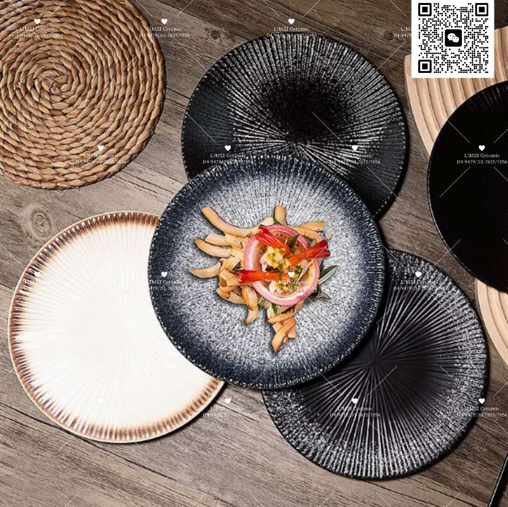 Limei Ceramic flat plate 10-inch / 8-inch small saucers with spoons, daily necessities tableware plates Specification image