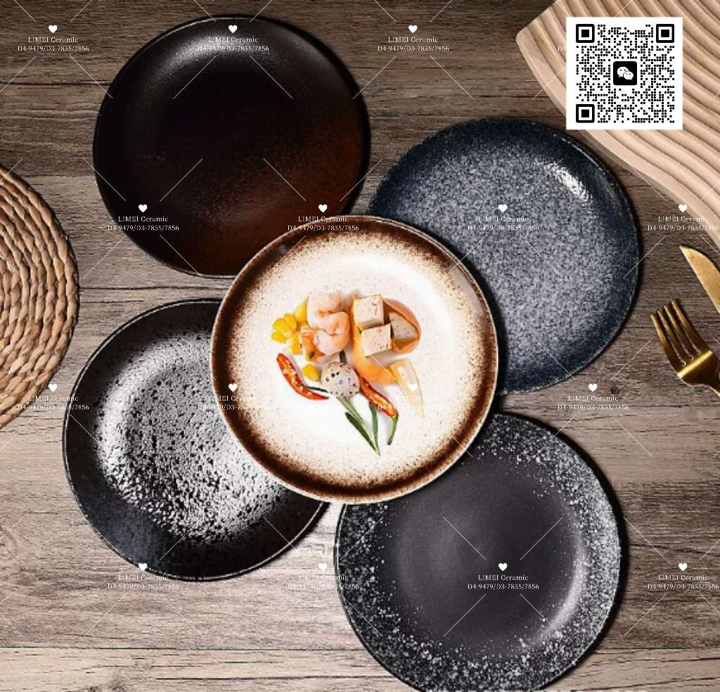 Limei Ceramic flat plate 10-inch / 8-inch small saucers with spoons, daily necessities tableware plates details Picture