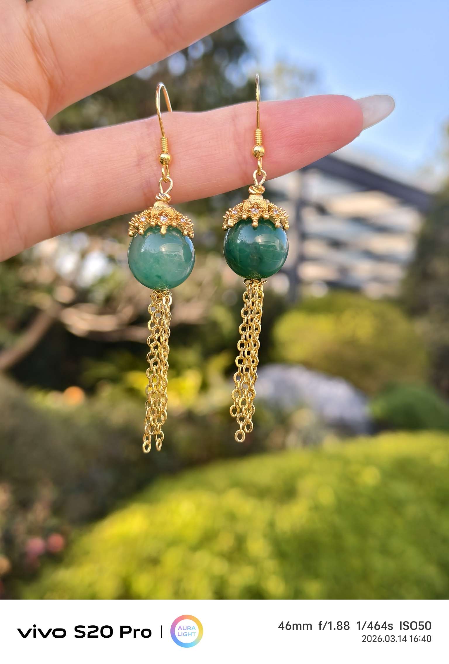 Yin Yu Fei Cui African Jade natural jade inlaid earrings